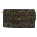 LOUIS VUITTON Graffiti Porte Monnaie Credit Wallet Khaki M92188 Auth ARZ914-13