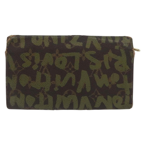 LOUIS VUITTON Graffiti Porte Monnaie Credit Wallet Khaki M92188 Auth ARZ914