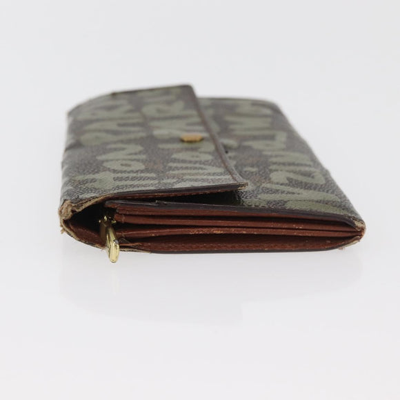 LOUIS VUITTON Graffiti Porte Monnaie Credit Wallet Khaki M92188 Auth ARZ914