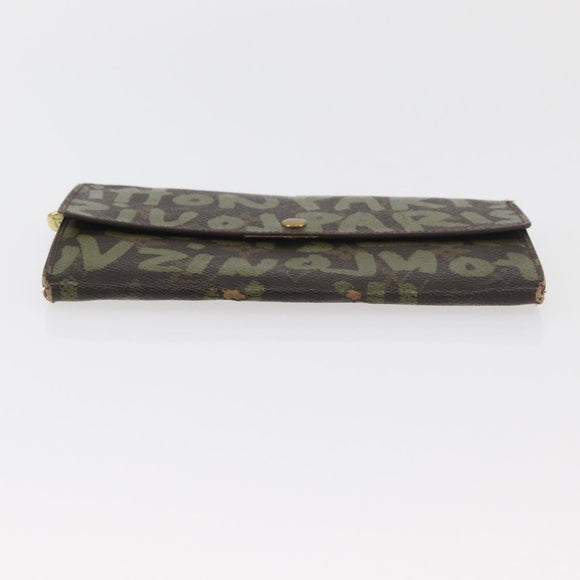 LOUIS VUITTON Graffiti Porte Monnaie Credit Wallet Khaki M92188 Auth ARZ914