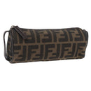 FENDI Zucca Canvas Pouch Black Brown Auth ARZ916-1