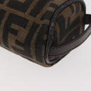 FENDI Zucca Canvas Pouch Black Brown Auth ARZ916-16