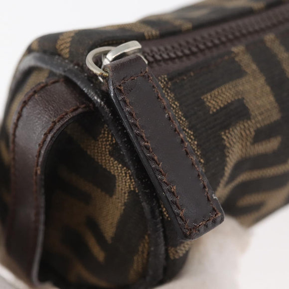 FENDI Zucca Canvas Pouch Black Brown Auth ARZ916