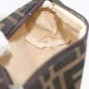 FENDI Zucca Canvas Pouch Black Brown Auth ARZ916-12