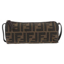 FENDI Zucca Canvas Pouch Black Brown Auth ARZ916-13