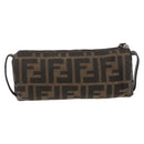 FENDI Zucca Canvas Pouch Black Brown Auth ARZ916-2