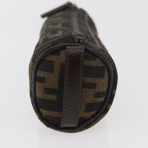 FENDI Zucca Canvas Pouch Black Brown Auth ARZ916