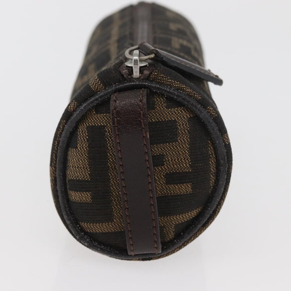 FENDI Zucca Canvas Pouch Black Brown Auth ARZ916