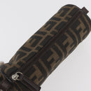 FENDI Zucca Canvas Pouch Black Brown Auth ARZ916-5