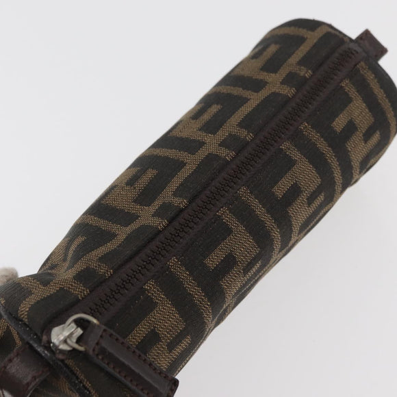 FENDI Zucca Canvas Pouch Black Brown Auth ARZ916