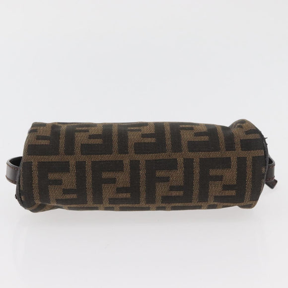 FENDI Zucca Canvas Pouch Black Brown Auth ARZ916