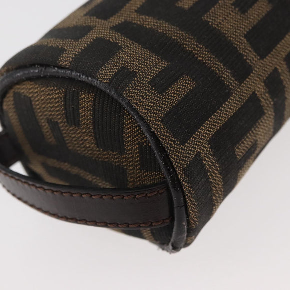 FENDI Zucca Canvas Pouch Black Brown Auth ARZ916