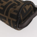 FENDI Zucca Canvas Pouch Black Brown Auth ARZ916-14