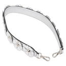FENDI Shoulder Strap Leather 31.5"" Silver Auth ARZ919A-1