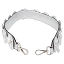 FENDI Shoulder Strap Leather 31.5"" Silver Auth ARZ919A-2