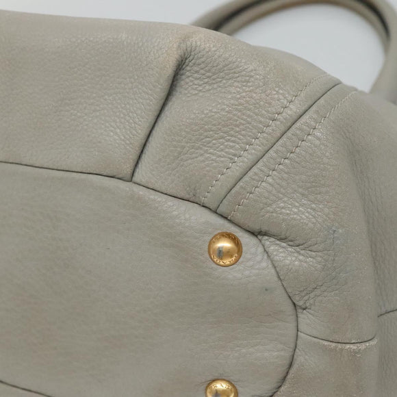 PRADA Hand Bag Leather 2way Gray Auth BA005