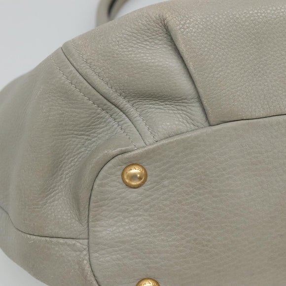 PRADA Hand Bag Leather 2way Gray Auth BA005