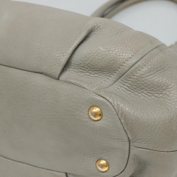 PRADA Hand Bag Leather 2way Gray Auth BA005