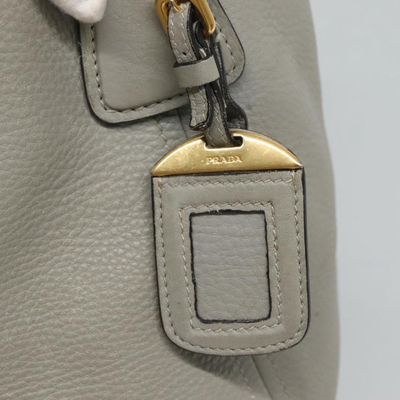 PRADA Hand Bag Leather 2way Gray Auth BA005