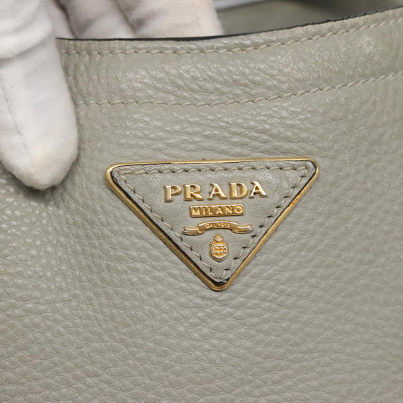 PRADA Hand Bag Leather 2way Gray Auth BA005