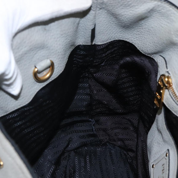 PRADA Hand Bag Leather 2way Gray Auth BA005