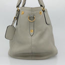 PRADA Hand Bag Leather 2way Gray Auth BA005-4