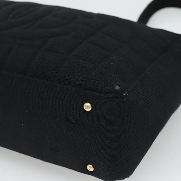 CHANEL Choco Bar line Shoulder Bag Canvas Black CC Auth BA034