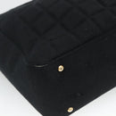 CHANEL Choco Bar line Shoulder Bag Canvas Black CC Auth BA034-16