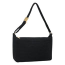 CHANEL Choco Bar line Shoulder Bag Canvas Black CC Auth BA034-1