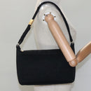 CHANEL Choco Bar line Shoulder Bag Canvas Black CC Auth BA034-21