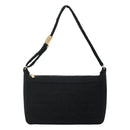 CHANEL Choco Bar line Shoulder Bag Canvas Black CC Auth BA034-13