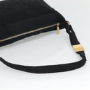 CHANEL Choco Bar line Shoulder Bag Canvas Black CC Auth BA034-7