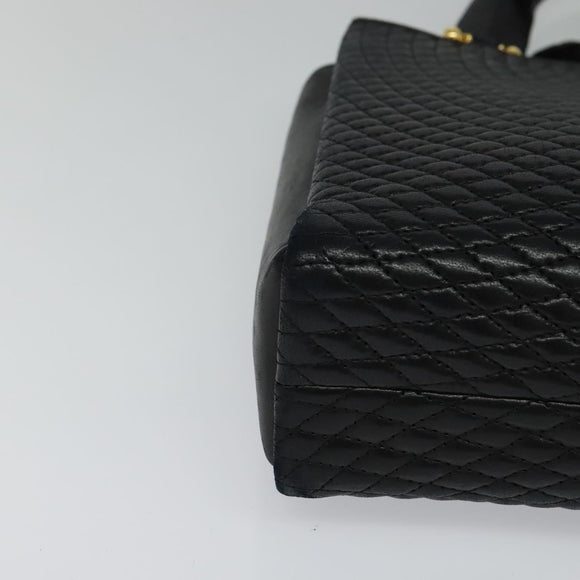 BALLY Hand Bag Leather Black Auth BA049