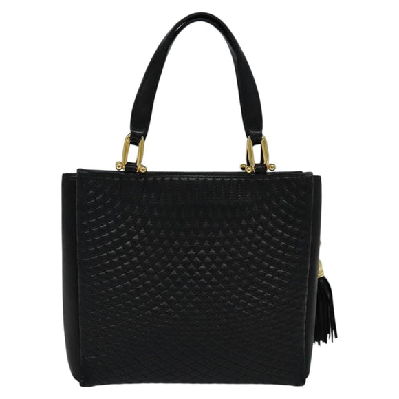 BALLY Hand Bag Leather Black Auth BA049