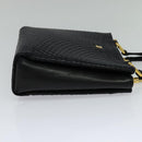 BALLY Hand Bag Leather Black Auth BA049-4