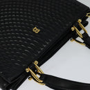 BALLY Hand Bag Leather Black Auth BA049-6