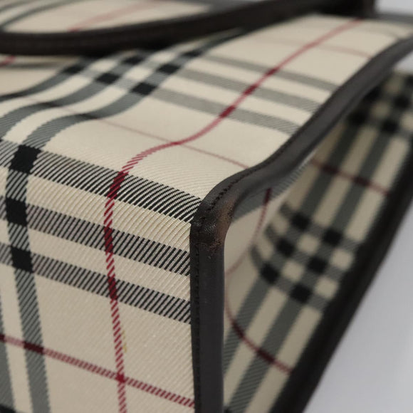 BURBERRY Nova Check Hand Bag Canvas Beige Brown Auth BA050