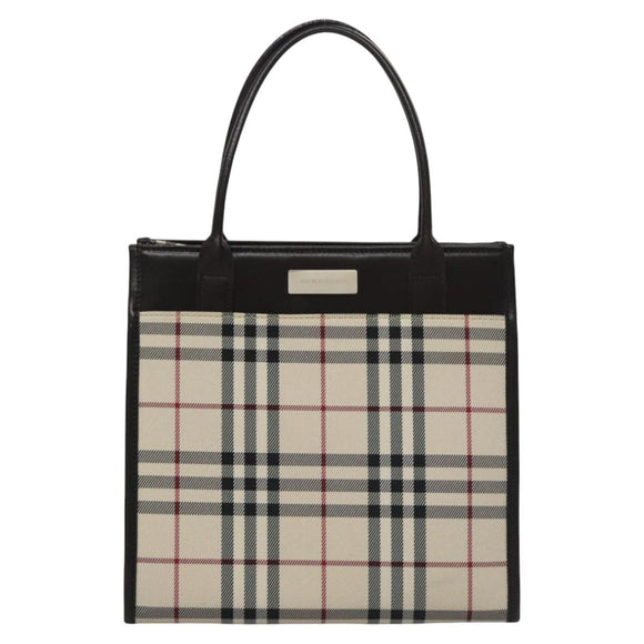 BURBERRY Nova Check Hand Bag Canvas Beige Brown Auth BA050