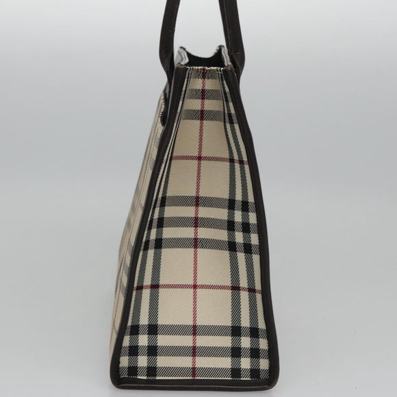 BURBERRY Nova Check Hand Bag Canvas Beige Brown Auth BA050