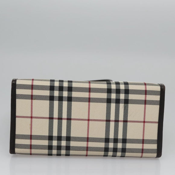 BURBERRY Nova Check Hand Bag Canvas Beige Brown Auth BA050