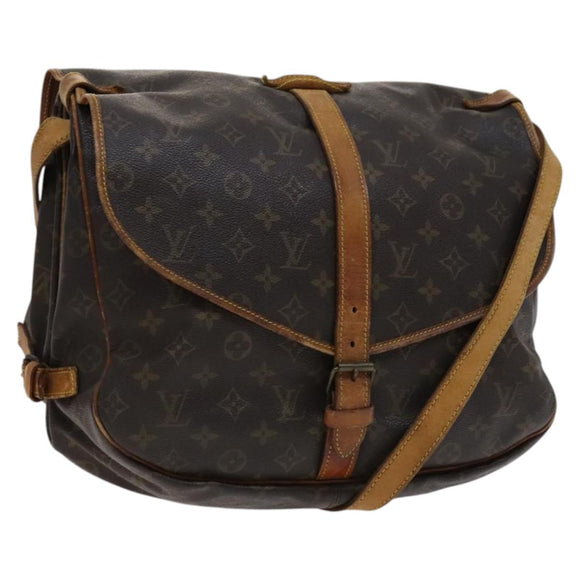 LOUIS VUITTON Monogram Saumur 35 Shoulder Bag M42254 LV Auth BA055