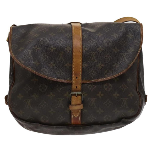 LOUIS VUITTON Monogram Saumur 35 Shoulder Bag M42254 LV Auth BA055