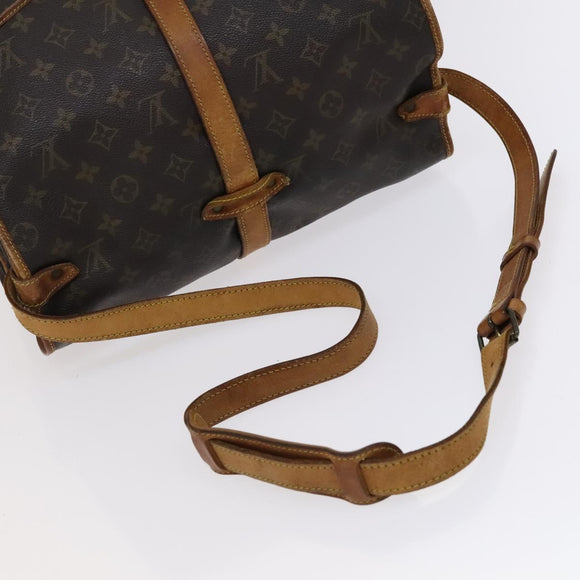 LOUIS VUITTON Monogram Saumur 35 Shoulder Bag M42254 LV Auth BA055