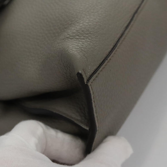 GUCCI Bamboo Hand Bag Leather 2way Gray 370831 Auth BA091