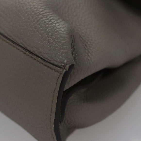 GUCCI Bamboo Hand Bag Leather 2way Gray 370831 Auth BA091