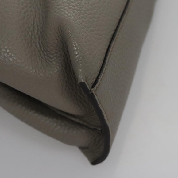 GUCCI Bamboo Hand Bag Leather 2way Gray 370831 Auth BA091