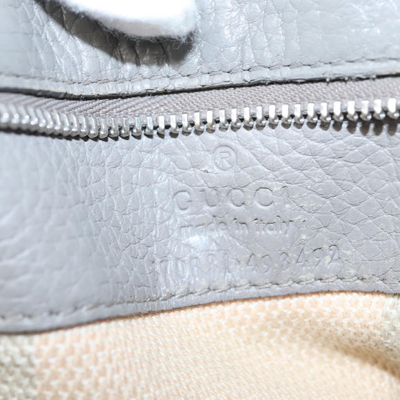 GUCCI Bamboo Hand Bag Leather 2way Gray 370831 Auth BA091