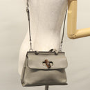 GUCCI Bamboo Hand Bag Leather 2way Gray 370831 Auth BA091-24