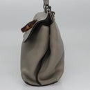 GUCCI Bamboo Hand Bag Leather 2way Gray 370831 Auth BA091-4