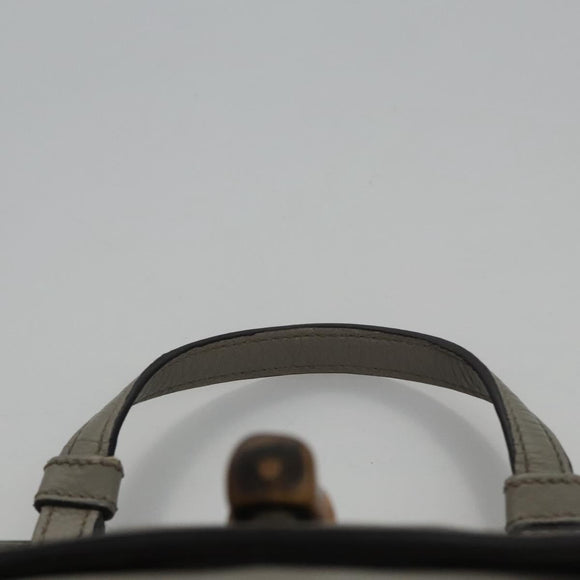GUCCI Bamboo Hand Bag Leather 2way Gray 370831 Auth BA091